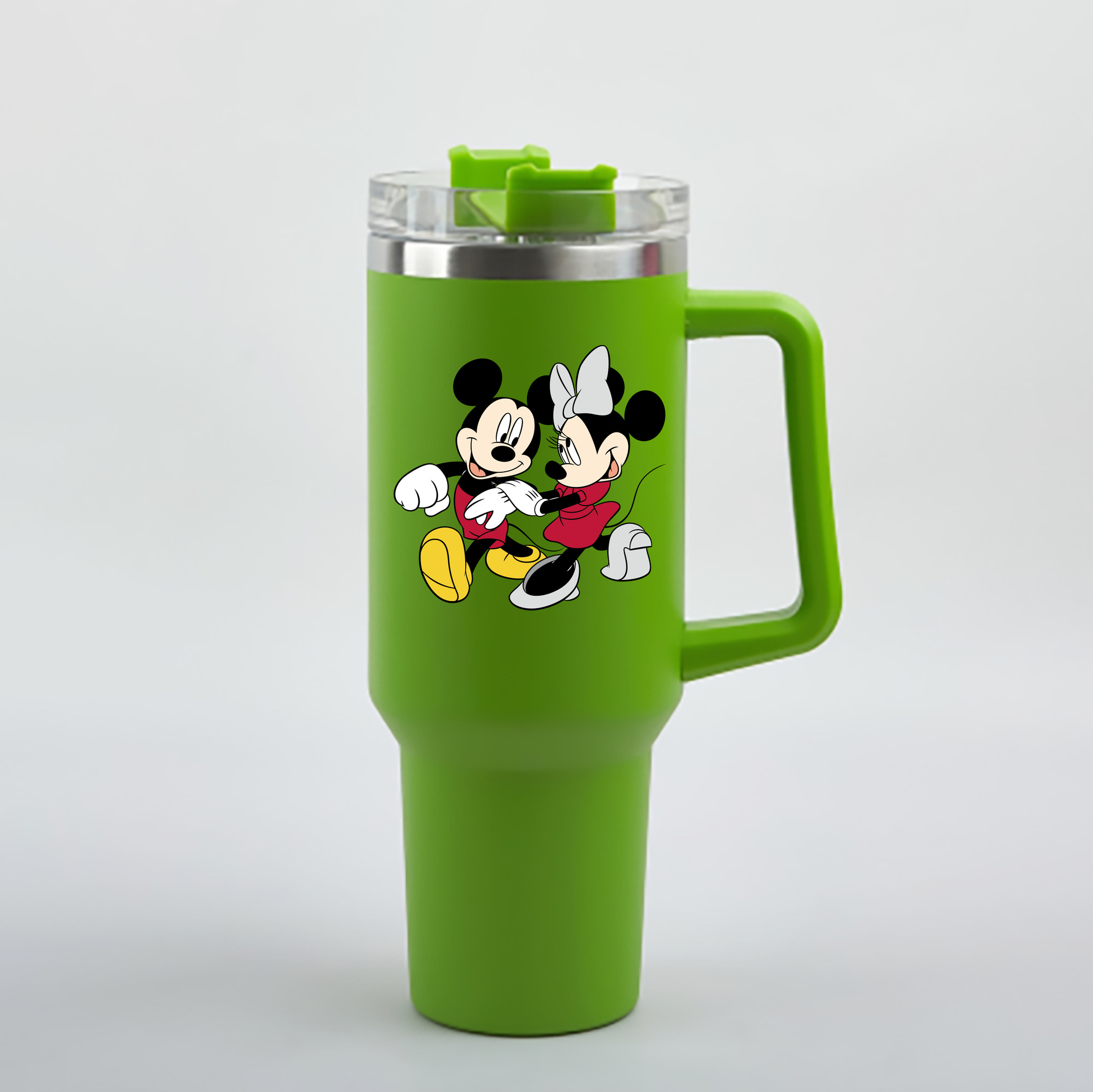 （画像用） ミッキーマウス Mickey Mouse 1200mL車用タンブラー - クリスタルステッカー（プラスチックストロー付き）
